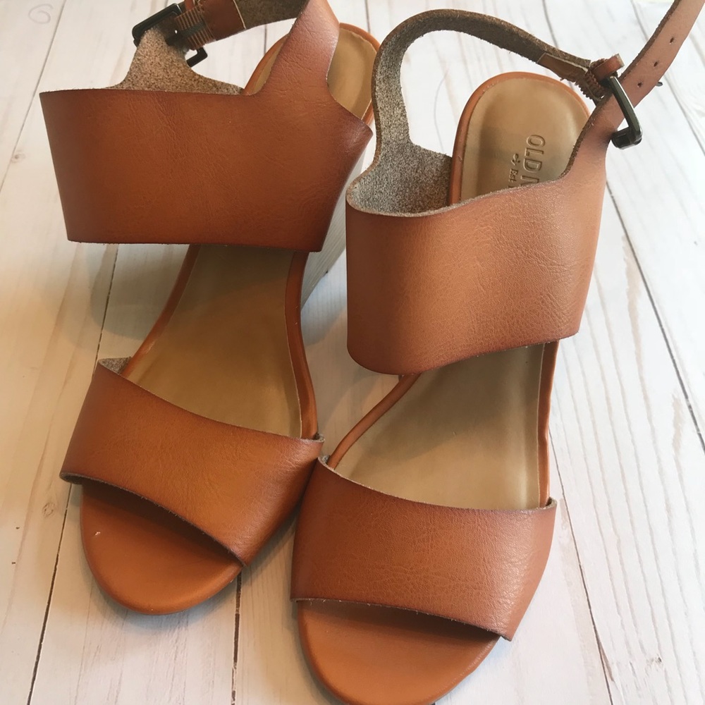 Tan sandal wedges old navy